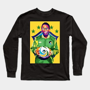 Pele Legend Football Wpap Pop Art Long Sleeve T-Shirt